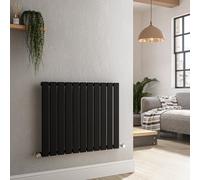 Riace Midnight Black Horizontal Flat Designer Radiator 600x748mm Single Panel 1589 BTU