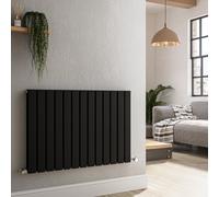 Riace Midnight Black Horizontal Flat Designer Radiator 600x884mm Double Panel 3342 BTU