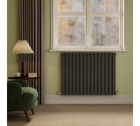 Riace Midnight Black Horizontal Flat Designer Radiator 800x1020mm Double Panel 4948 BTU