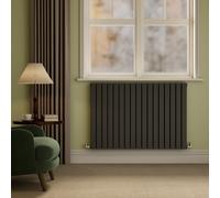 Riace Midnight Black Horizontal Flat Designer Radiator 800x1156mm Double Panel 5606 BTU