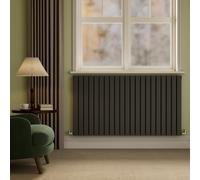 Riace Midnight Black Horizontal Flat Designer Radiator 800x1428mm Double Panel 6926 BTU