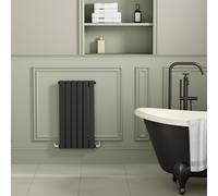 Riace Midnight Black Horizontal Flat Designer Radiator 800x408mm Single Panel 1299 BTU