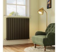 Riace Midnight Black Horizontal Flat Designer Radiator 800x884mm Double Panel 4286 BTU