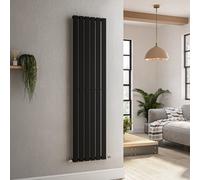 Riace Midnight Black Vertical Flat Designer Radiator 1600x408mm Single Panel 2442 BTU