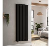 Riace Midnight Black Vertical Flat Designer Radiator 1600x544mm Double Panel 4916 BTU