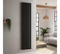 Riace Midnight Black Vertical Flat Designer Radiator 1800x408mm Single Panel 2705 BTU