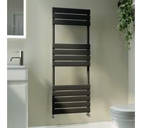 Riace Midnight Black Vertical Flat Towel Radiator 1200x450mm Single Panel 1621 BTU