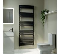 Riace Midnight Black Vertical Flat Towel Radiator 1600x600mm Single Panel 2742 BTU