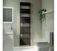 Riace Midnight Black Vertical Flat Towel Radiator 1800x450mm Single Panel 2471 BTU