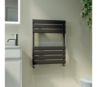 Riace Midnight Black Vertical Flat Towel Radiator 650x500mm Single Panel 1018 BTU
