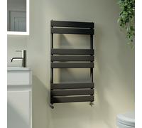 Riace Midnight Black Vertical Flat Towel Radiator 800x450mm Single Panel 1120 BTU