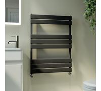 Riace Midnight Black Vertical Flat Towel Rail Radiator 800x600mm Single Panel 1406 BTU