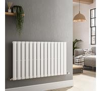 Riace White Horizontal Flat Designer Radiator 600x1020mm Single Panel 2383 BTU