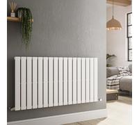Riace White Horizontal Flat Designer Radiator 600x1156mm Single Panel 2701 BTU