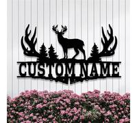 Riaeelvs Personalized Deer Hunting Frame Metal Wall Art Custom Deer Buck Last Name Sign Customized Hunting Lover Outdoor Wall Decor Outdoor Wildlife Metal Sign Funny Gifts*