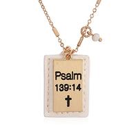 RIAH FASHION Inspirational Message Pendant Necklace - Christian Religious Engraved Words Infinity, Hexagon Charm Chain Hope, Love, Faith, Blessed Gift Jewelry, Glass, No Gemstone