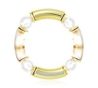 RIAH FASHION Lightweight Acrylic Statement Bracelet - Mottled Acetate Bangle Tortoise Shell, Leopard Animal Marbled Open Cuff, Chunky Square, Metal, base metal