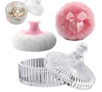 Riaisttd Body Powder Puff and Container - Glass Box with Applicator,Dusting Powder Container Puff,for Women Beauty Foundation Setting Wet Dry Makeup Travel Valentine's Day Stocking Stuffers