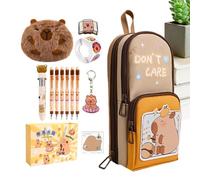 Riaisttd Capybara Stationery Set | Large Pen Bag with Stickers Keychain - Cute Pencil Pouch Capybara Accessories,for Home School Supplies Dorm Office Kids Student Study Birthday Party Favors