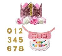 Riaisttd Dog Birthday Party Supplies,Adjustable Bib Collar Scarf Hat with Number | Pet Birthday Decorations | for Cat Adoption Photos Small Animal Home Indoor