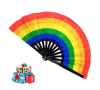 Riaisttd Handheld Folding Fan - Rainbow Chinese Kung Fu Fan | Holding Foldable Large Rainbow Decorations, Portable Cooling Accessory for Dance, Cosplay, Stage Performance