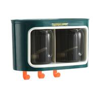 Riaisttd Wall Shelf - Salt Box with Hooks for the Kitchen, Clear Glass Canister Container, Kitchen Counter Jar Set for Spices, Sugar, Pepper