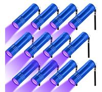 Riakrum 12 Pcs UV Blacklight Flashlights LED Handheld Mini Light Flashlight Small Portable Detector 395nm 9 LED Light for Pet, Carpet Dry Stains Detection, Spot Scorpions, Resin Curing (Blue)