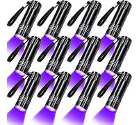 Riakrum 12 Pcs UV Blacklight Flashlights LED Handheld Mini Light Flashlight Small Portable Detector 395nm 9 LED Light for Pet, Carpet Dry Stains Detection, Spot Scorpions, Resin Curing (Black)
