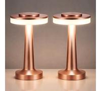 Riakrum 2 Pcs LED Portable Cordless Table Lamp with Touch Sensor 3 Color Stepless Dimming Rechargeable Battery up to 15 Hours Cordless Table Light Wireless Lamp for Nursery (Rose Gold)