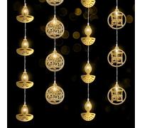 Riakrum 4 Pcs 6.56 ft Diya Lights Diwali String Lights Cute Shape Window Curtain Light Lamps for Diwali Decorations 10 LED Diwali Lights Outdoor for Indian Wedding Home Garden Bedroom Halloween