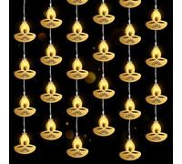 Riakrum 6 Pcs 6.56 ft Diwali String Lights Decorative Flame Shaped Lamps 10 LED Lights Window Wall Curtain Diwali Decorations for Home Bedroom Indian Wedding Party Christmas Indoor Outdoor