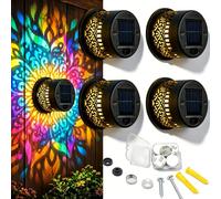 rialgirw 2026 Upgraded Solar Mandala Wall Light, Outdoor Garden Fence Projector Lamp, Waterproof Mandala Projection Light for Garden, Patio, Backyard (A,4PCS)