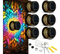 rialgirw 2026 Upgraded Solar Mandala Wall Light, Outdoor Garden Fence Projector Lamp, Waterproof Mandala Projection Light for Garden, Patio, Backyard (A,6PCS)