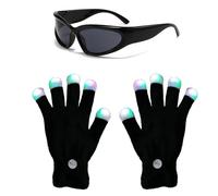 rialgirw Gloving Gloves, LED Rave Glove Tips, 7 Colors Light Show Light Up Finger Gloves for Gloving, Lighting Flashing Mittens for Adult Teens Light Shows, Raves, Festival, Party (B-1PC)
