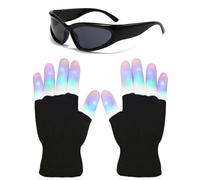 rialgirw Gloving Gloves, LED Rave Glove Tips, 7 Colors Light Show Light Up Finger Gloves for Gloving, Lighting Flashing Mittens for Adult Teens Light Shows, Raves, Festival, Party (A-1PC)