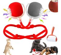 rialgirw Interactive Pet Toy Ball, 360° Smart Active Rolling Ball with Tail for Dogs Cats, Self Moving Dog Ball, Rechargeable Electric Cat Balls Fast Rolling on Carpet (Red, Gray red)