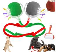 rialgirw Interactive Pet Toy Ball, 360° Smart Active Rolling Ball with Tail for Dogs Cats, Self Moving Dog Ball, Rechargeable Electric Cat Balls Fast Rolling on Carpet (Green, Gray red)