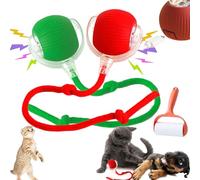rialgirw Interactive Pet Toy Ball, 360° Smart Active Rolling Ball with Tail for Dogs Cats, Self Moving Dog Ball, Rechargeable Electric Cat Balls Fast Rolling on Carpet (Green, Red)