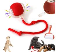 rialgirw Interactive Pet Toy Ball, 360° Smart Active Rolling Ball with Tail for Dogs Cats, Self Moving Dog Ball, Rechargeable Electric Cat Balls Fast Rolling on Carpet (Red)