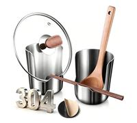 rialgirw Multi-Functional Kitchen Utensil Holder, Stainless Steel Countertop Organizer for Pot Lids, Ladles, Spatulas, Cutting Boards, Space-Saving Vertical Tool Rack for Cooking Utensils (1PC)