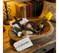 rialgirw Oh Remember Kit - Symbols of the Easter Resurrection, Christian Easter Decorations Tray Set, Handmade Faith Based Display with Wooden Prayer Bowl ＆ Crown for Religious Christian Gifts (1PC)