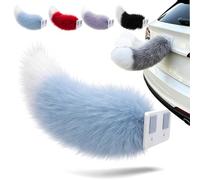 rialgirw Remote Control Electric Wiggle Car Tail, Cute Wagging Plush Tail for Car Trunk Bumper, Rechargeable Moving Furry Auto Decoration, Universal Fit Exterior Accessory (Blue/White,1PC)