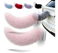 rialgirw Remote Control Electric Wiggle Car Tail, Cute Wagging Plush Tail for Car Trunk Bumper, Rechargeable Moving Furry Auto Decoration, Universal Fit Exterior Accessory (Pink,2PCS)