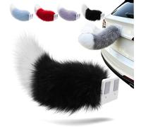 rialgirw Remote Control Electric Wiggle Car Tail, Cute Wagging Plush Tail for Car Trunk Bumper, Rechargeable Moving Furry Auto Decoration, Universal Fit Exterior Accessory (Black/White,1PC)