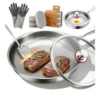 rialgirw Titanium Non Stick Frying Pan, 2026 Upgraded Hammered Titanium Cookware Pot Pro with Lids for Cooking for All Stovetops, Extreme Heat-Resistant & Lasts a Lifetime (with Lid,30CM)