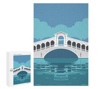 Rialto Bridge in Venice over Canal: Family Puzzle Night, 1000 PCS Jigsaw Puzzle for Adults; for Shared Table Time