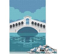 Rialto Bridge in Venice over Canal Jigsaw Puzzles Puzzle for Adults Kids. 1000 Pieces Whimsical Challenge Toy Educational Games Home Decoration for Educational Games Gifts 1000pcs (75x50cm)
