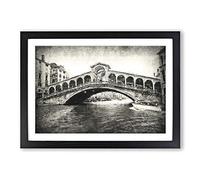 Rialto Bridge Venice Italy Framed Wall Art Print A2 Black