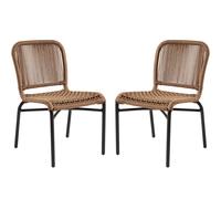 rialto natural rattan bar chairs with black metal frame in pair