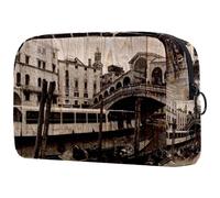 Rialto's Bridge and The Canal Grande in Venice Cosmetic Bag for Women, Travel Toiletries Bags Large Makeup Handy Pouch Organiser Bag with Zipper